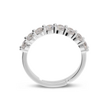 Anello Mini Tennis Regolabile con Zirconi Bianchi