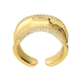 Anello Fascia Dorata con Zirconi