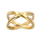 X Ring with Engraved Names