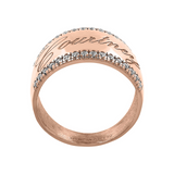 Anello a Banda Larga con Nome Inciso e Brillantini