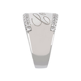 Anello a Banda Larga con Nome Inciso e Brillantini