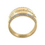 Anello a Banda Larga con Nome Inciso e Brillantini