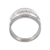 Anello a Banda Larga con Nome Inciso e Brillantini