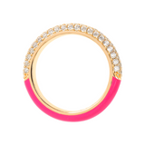 Double face ring with colored enamel and zircons