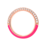 Double face ring with colored enamel and zircons