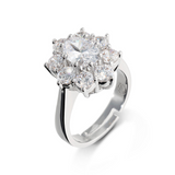 Ring with large stone and zirconia