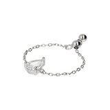 Adjustable Ring with Soft Chain and Central Zircon