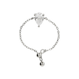 Adjustable Ring with Soft Chain and Central Zircon