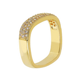 Rectangular Ring with White Zircons