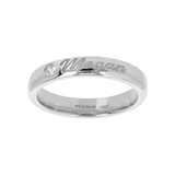Band Ring with Side Diamond and External Engraving