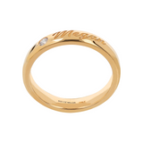 Band Ring with Side Diamond and External Engraving