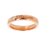 Band Ring with Side Diamond and External Engraving