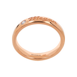 Band Ring with Side Diamond and External Engraving