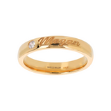 Band Ring with Side Diamond and External Engraving