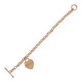 Bracelet with engraved heart pendant and T-Bar closure