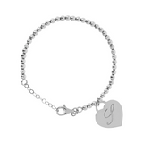 Ball Chain Bracelet with Engraved Heart Pendant