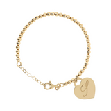 Ball Chain Bracelet with Engraved Heart Pendant