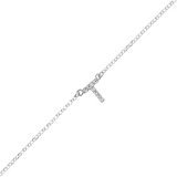 Braccialetto catena fine in argento bianco con iniziale zirconata