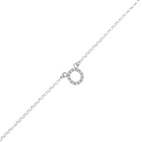 Braccialetto catena fine in argento bianco con iniziale zirconata