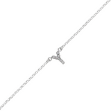 Braccialetto catena fine in argento bianco con iniziale zirconata