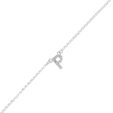 Braccialetto catena fine in argento bianco con iniziale zirconata