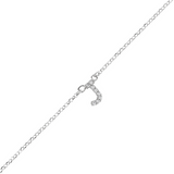 Braccialetto catena fine in argento bianco con iniziale zirconata
