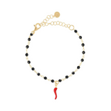 Bracciale con pietre colorate e ciondolo smaltato