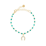 Bracciale con pietre colorate e ciondolo smaltato