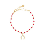 Bracciale con pietre colorate e ciondolo smaltato