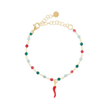 Bracciale con pietre colorate e ciondolo smaltato