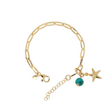 Bracciale con pendente turchese e ciondolo mare