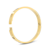 Bangle Bracelet with Zirconia and Alternating Hearts