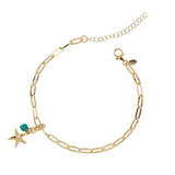 Cavigliera con pendente turchese e ciondolo mare