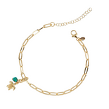 Cavigliera con pendente turchese e ciondolo mare