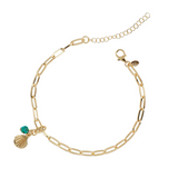 Cavigliera con pendente turchese e ciondolo mare