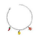 Sapore di Mare. Cavigliera 3 Ciondoli: limone, peperoncino, polpo