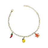 Sapore di Mare. Cavigliera 3 Ciondoli: limone, peperoncino, polpo