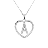 Collana a cuore in zirconi con iniziale