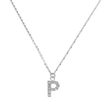 Fine necklace with SMALL initial in zirconia