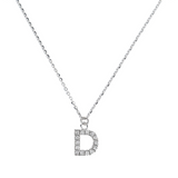 Fine necklace with SMALL initial in zirconia