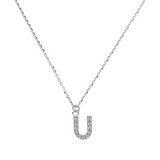Fine necklace with SMALL initial in zirconia