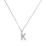 Fine necklace with SMALL initial in zirconia