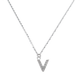 Fine necklace with SMALL initial in zirconia