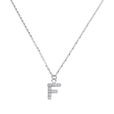 Fine necklace with SMALL initial in zirconia