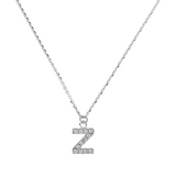 Fine necklace with SMALL initial in zirconia