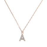 Fine necklace with SMALL initial in zirconia