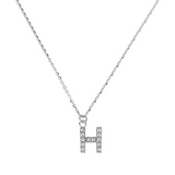 Fine necklace with SMALL initial in zirconia