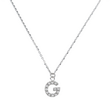 Fine necklace with SMALL initial in zirconia