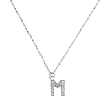 Fine necklace with SMALL initial in zirconia