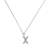 Fine necklace with SMALL initial in zirconia